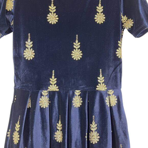Lularoe Small Elegant Amelia Navy Gold Flowers Holiday Dress Sz S Christmas - Picture 8 of 16